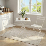 Garvee Salon de Jardin 3 Pièces, Ensemble Table et 2 Chaises Pliantes, Compact et Durable, Blanc, Idéal pour Balcon et Jardin - Blanc