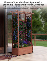 Jardinière surélevée Garvee avec treillis, bac à fleurs en bois de 114 cm (45 pouces), toit suspendu, résistante aux intempéries pour terrasse et jardin, autoportante, couleurs naturelles