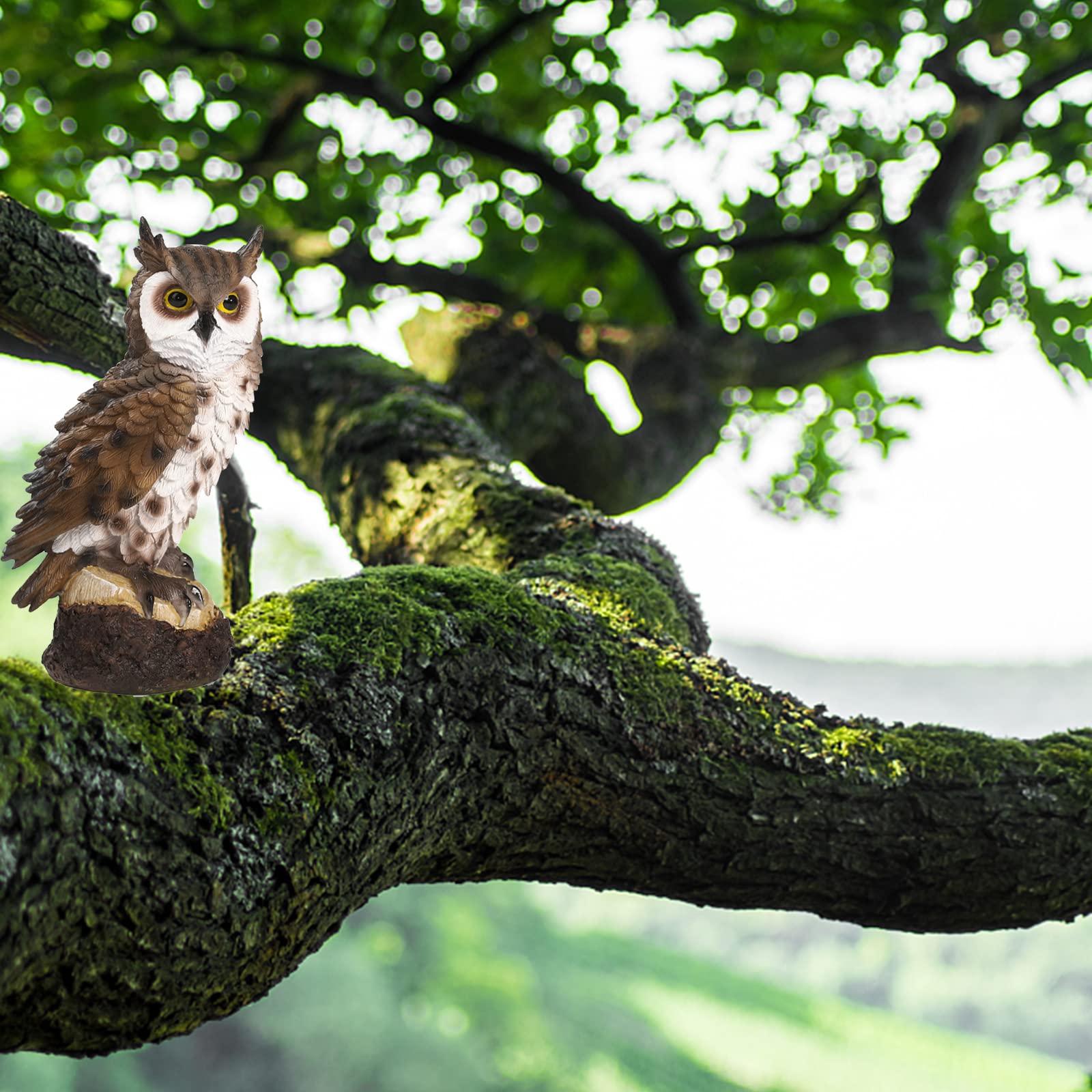 Garvee Hibou effaroucheur anti-oiseaux en plastique durable, statue décorative réaliste pour jardin extérieur, protection efficace contre les oiseaux.