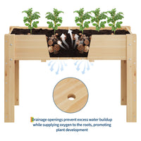 Potager surélevé Garvee 119 x 76 x 56 cm en pin massif avec pieds et crochets pour terrasse et jardin en bois naturel