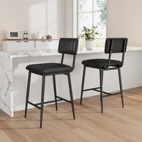 Ensemble de 2 tabourets de bar Garvee, en cuir PU, rembourrage épais, pieds en métal, dossier et repose-pieds, idéal pour îlot de cuisine, 65 cm (25,6 pouces), stable et élégant.