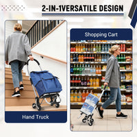 Chariot de courses pliable 3 en 1 Garvee avec monte-escalier à 6 roues, sac en tissu Oxford de 36 L, léger et ergonomique, idéal pour les courses et le jardin, capacité de charge de 80 kg, noir