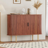 Garvee buffet sideboard 119 cm moderne milieu siècle avec portes coulissantes élégantes pour cuisine et salon, bois d'ingénierie, couleur noyer - Noyer