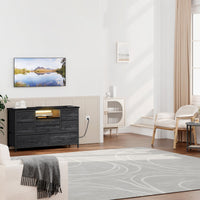 Garvee commode à 8 tiroirs, 3 prises électriques et 2 ports USB, meuble TV avec éclairage LED pour chambre, salon ou entrée, 120 cm, gris
