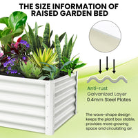 Jardinière surélevée galvanisée Garvee 180 x 90 x 45 cm, 2 pièces, métal durable, fond ouvert, rebord de sécurité, stable, pour jardin et terrasse, grise