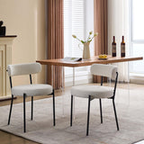 Ensemble de 2 chaises de salle à manger Garvee, style milieu du siècle, en tissu bouclé, pieds et dossier réglables, pieds en métal, ergonomiques et modernes, noires.