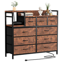 Commode Garvee à 9 tiroirs en tissu, multifonctionnelle pour chambre et salon, 100 x 30 x 86 cm, coloris rétro
