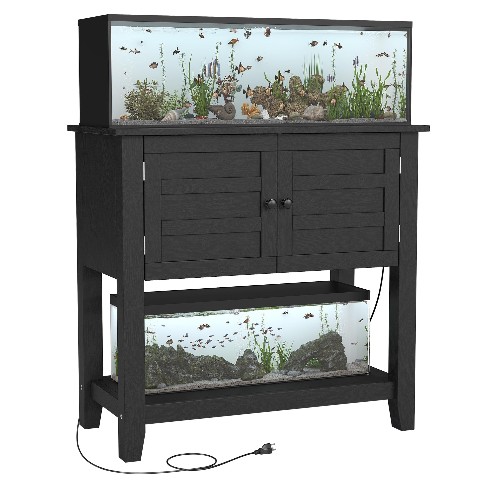 Meuble pour aquarium Garvee 20-29 gallons avec station de charge, portes magnétiques, pour salon, 80 x 40 x 78 cm, bois