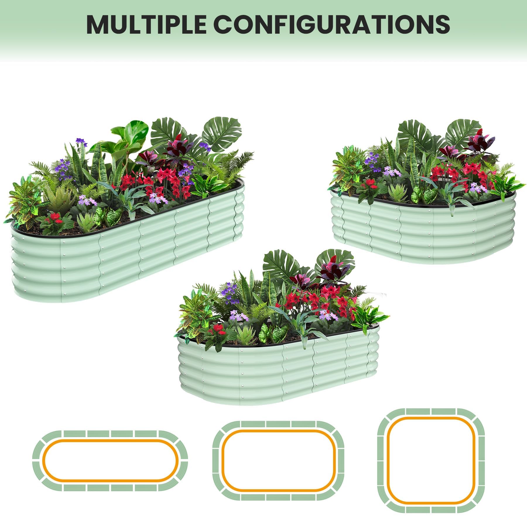 Jardinière surélevée galvanisée Garvee 244 x 61 x 46 cm (8 x 2 x 1,5 pi) en métal pour balcon et jardin, antirouille, durable, ergonomique et légère.