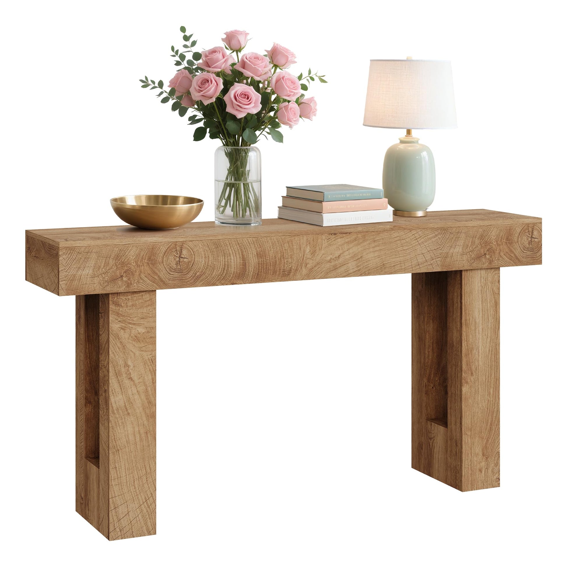Console Garvee style ferme 155 cm, aspect bois vintage, robuste et polyvalente, idéale pour couloir ou salon.
