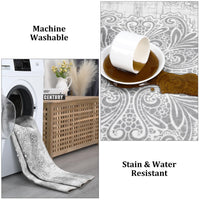 Tapis de couloir Garvee ultra-doux antidérapant style bohème pour cuisine et chambre, 80 x 150 cm, beige, lavable en machine, facile d'entretien