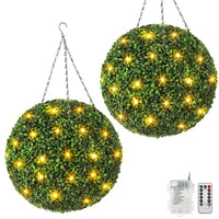 Boules de buis artificiel Garvee 50 cm avec 40 lumières LED, en plastique, pour jardin et mariage, lot de 2, vertes
