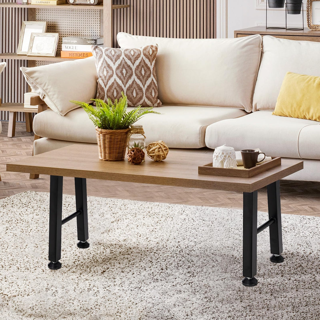 Garvee Pieds de table en métal en forme de x, 71 cm, noirs, robustes, pour meubles à monter soi-même, charge maximale 400 kg, patins réglables, 71 × 61 cm, lot de 2