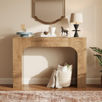 Console Garvee de style ferme de 119 cm (47 pouces), table d'entrée étroite en bois, construction robuste, salon, couloir, chêne foncé