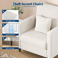 Fauteuil d'appoint Garvee 33,9 po en chenille, canapé deux places avec ressorts ensachés de 7,5 po, beige compact, pour salon et chambre à coucher