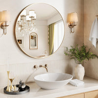 Miroir mural rond doré Garvee 30", grand miroir de salle de bain, cadre en métal doré mat, décoration moderne pour la maison et la salle de bain