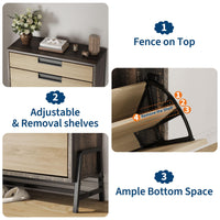 Meuble de rangement à chaussures Garvee avec 2 tiroirs pliables, 1 tiroir, en bois, pieds en métal, étroit, idéal pour l'entrée et le salon.