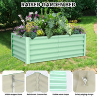 Jardinière surélevée galvanisée Garvee 180 x 90 x 45 cm en acier avec rebord de sécurité pour jardin et terrasse, durable et antirouille