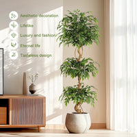 Garvee Ficus Artificiel 180 cm, Arbre Décoratif Réaliste avec 1449 Feuilles en Soie et Tronc en Bois Naturel pour Salon et Bureau