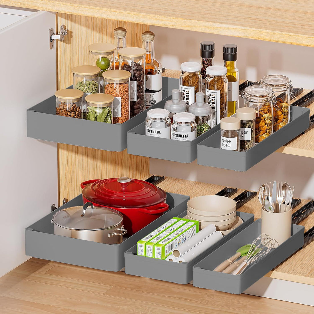 Organisateur de placard extensible Garvee, profondeur 40 cm – Métal, sans vis, avec coussinet adhésif, gain de place