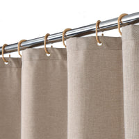 Rideau de douche en lin de luxe Garvee Hotel avec crochets pour salle de bain 150 x 200 cm Taupe