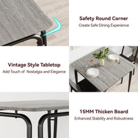 Garvee Ensemble table à manger 2 personnes, gain de place, sièges rembourrés, bois, dossiers ergonomiques, structure métal, idéal maison et bureau à domicile