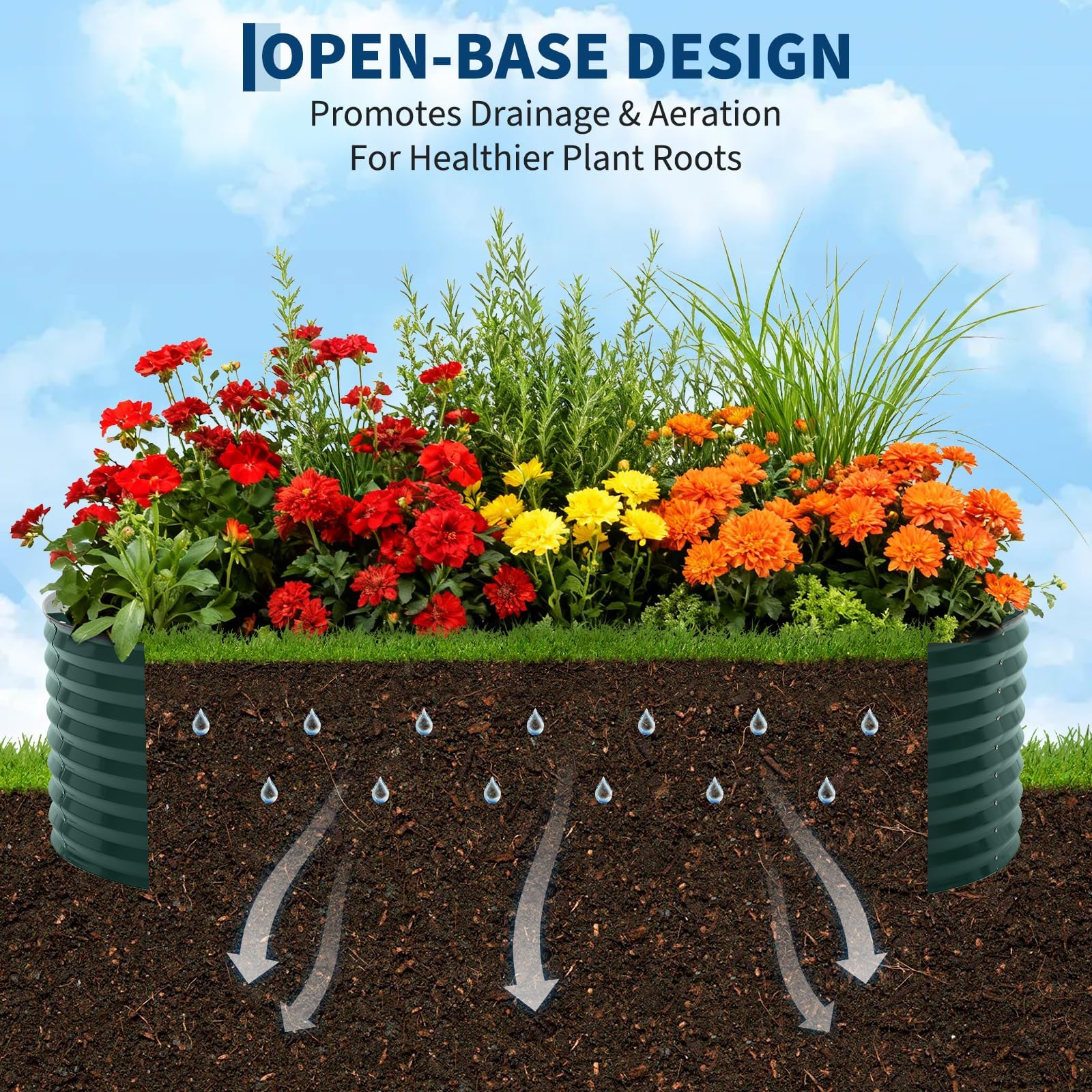 Jardinière surélevée en métal renforcé Garvee avec filet de protection anti-oiseaux pour jardin et terrasse, en acier galvanisé, gants et housse en PVC inclus, résistante aux intempéries