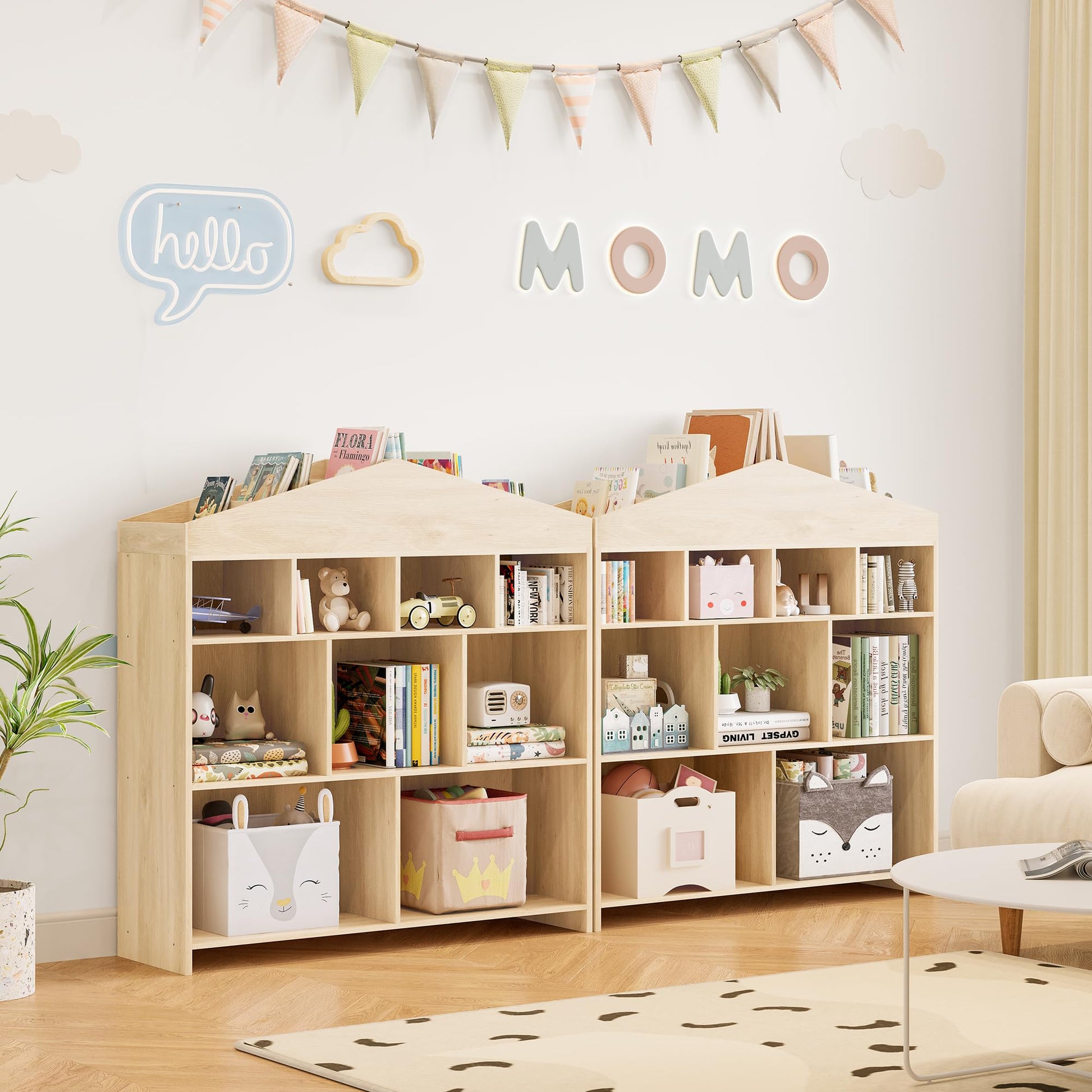 Étagère de rangement pour jouets Garvee, 9 compartiments, en bois, 103,5 cm (40,7 pouces), idéale pour la salle de jeux, la maternelle, les garçons et les filles.
