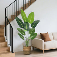 Arbre artificiel Oiseau de Paradis Garvee de 1,7 m (5,5 pi) avec 11 troncs, pot en ciment ajustable, décoration intérieure et extérieure, vert