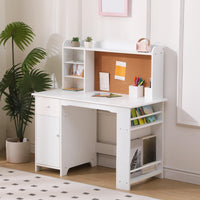 Ensemble bureau enfant Garvee avec étagère et tiroir pour garçons et filles de 3 à 8 ans, en bois rose, pour l'apprentissage et la salle de jeux.