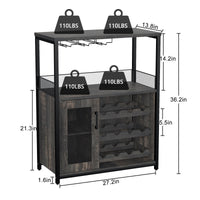 Meuble bar à vin Garvee à 3 niveaux avec casier à bouteilles amovible et porte-verres, idéal pour la cuisine et le salon. Dimensions : 69 cm (L) x 35 cm (P) x 92 cm (H). Matériaux : MDF et fer.