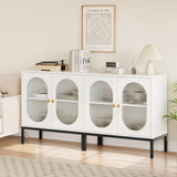 Garvee lot de 2 buffets vitrés en bois, 2 portes, étagères réglables, largeur 80 cm, blanc