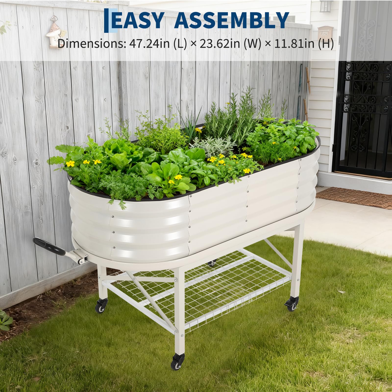 Jardinière surélevée Garvee, en métal avec filet de protection contre les oiseaux, robuste, en acier galvanisé, idéale pour les légumes, les fleurs et les herbes aromatiques. Convient pour balcon et terrasse. Résistante aux intempéries.