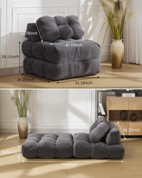 Canapé-lit pliant 3 en 1 Garvee avec coussins, soutien lombaire ergonomique, confort en mousse déchiquetée, tissu velours côtelé, gris, une place, pour salon et chambre