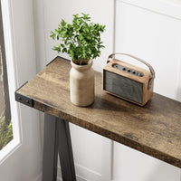 Console Garvee pour entrée, 2 niveaux avec rangement, pieds en forme de R, bois, 110 cm, salon et bureau, étroite, polyvalente