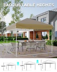 Pavillon pliant Garvee 3 x 3 m (10 x 10 pi) kaki, montage rapide sans outil, polyester, protection UV, pliable et léger pour événements en extérieur