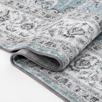 Tapis oriental vintage GARVEE 160 x 230 cm | Antidérapant, résistant à l'eau et aux taches, à poils courts | Tapis classique pour salon, bleu clair