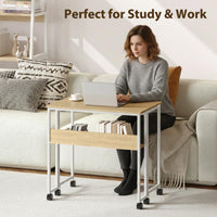 Bureau pliable à roulettes Garvee, compact (80 cm), idéal pour le bureau à domicile et les études, structure en acier, noir.