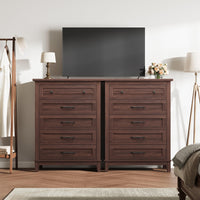 Garvee Commode à 5 tiroirs, en noyer, pour chambre et salon, grande taille, style rustique moderne, en MDF, imperméable et anti-basculement