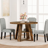 Garvee Table à Manger Ronde 110 cm Pour 4-6 Personnes, Plateau MDF Résistant, Cuisine Et Salle à Manger, Blanc, Rustique - Rustic