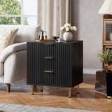 Garvee Commode 3 Tiroirs Flûtée Noire, Moderne, Sécurité Anti-Basculement, MDF Écologique, Polyvalente pour Chambre et Salon - 