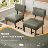 Ensemble de 2 tabourets de bar Garvee, 66 cm (26 po) en similicuir, dossier ergonomique, pieds en métal, style moderne pour îlot de cuisine et bar, noir