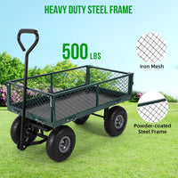 Chariot de jardin Garvee en acier robuste, pliable, capacité de 227 kg (500 lb), avec doublure amovible, pour jardin et cour, 81 cm x 42 cm x 45,5 cm (31,89 po x 16,54 po x 17,91 po), noir
