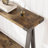 Console Garvee pour entrée, 2 niveaux avec rangement, pieds en forme de R, bois, 110 cm, salon et bureau, étroite, polyvalente