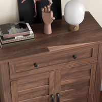 Garvee Armoire de rangement style ferme, étagère réglable à 3 niveaux, 7 positions, bois, style rustique, cuisine et couloir, 40 × 80 × 91 cm