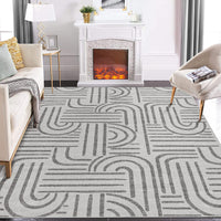 Tapis de salon Garvee 200x290 cm, lavable, antidérapant, à poils courts, gris, pour salon, chambre ou salle à manger