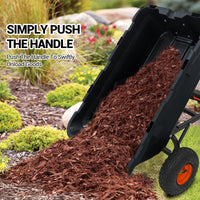 Garvee Chariot-benne de jardin 363 kg, cadre en acier robuste, roues tout-terrain 25,4 cm, benne grillagée pour jardin, ferme et travaux extérieurs