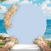 Garvee Toile de fond ronde de 2 m de diamètre pour arche de mariage, sans plis, en spandex extensible, idéale pour la photographie, les ballons, les fêtes prénatales et les mariages (blanc).