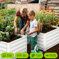 Jardinière surélevée galvanisée Garvee 180 x 90 x 45 cm, 2 pièces, métal durable, fond ouvert, rebord de sécurité, stable, pour jardin et terrasse, grise