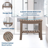 Banc de douche Garvee en PEHD avec étagère pour salle de bain et baignoire, aspect bois, imperméable, résistant aux rayures, polyvalent